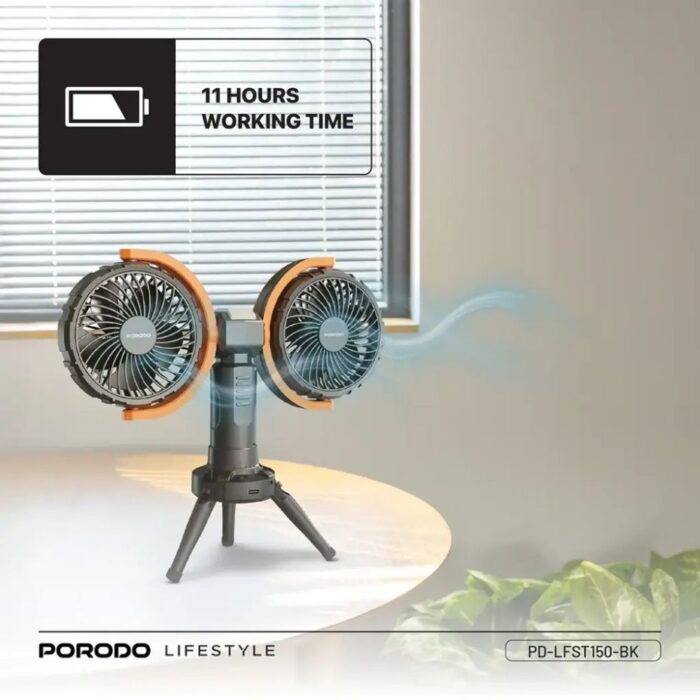 Porodo Lifestyle Dual-Head Oscillating Fan - Image 5