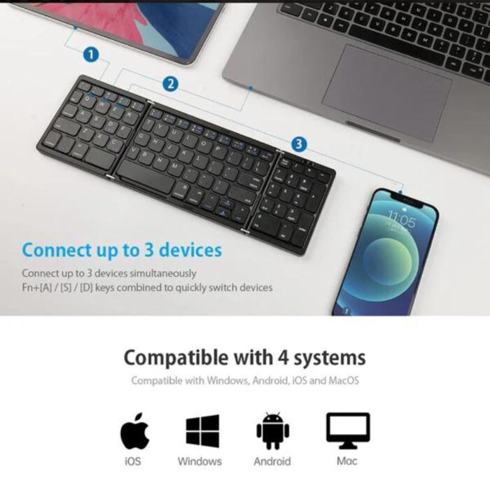 Portable Folding Bluetooth Keyboard - Image 2