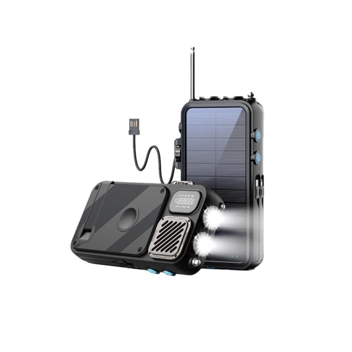 Powerology 16000mAh Solar Power Bank with FM Radio Speaker and Lights - Image 2