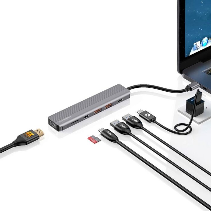 Powerology 6 in 1 Slim 4K HDMI USB-C Hub - Image 3