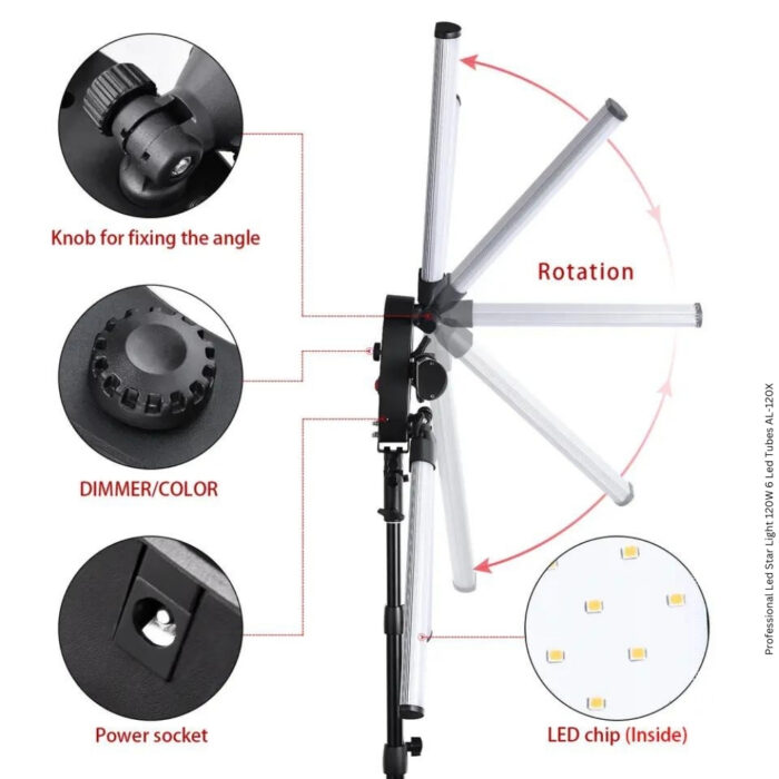 Professional Led Star Light 120W 6 Led Tubes AL-120X - Image 2