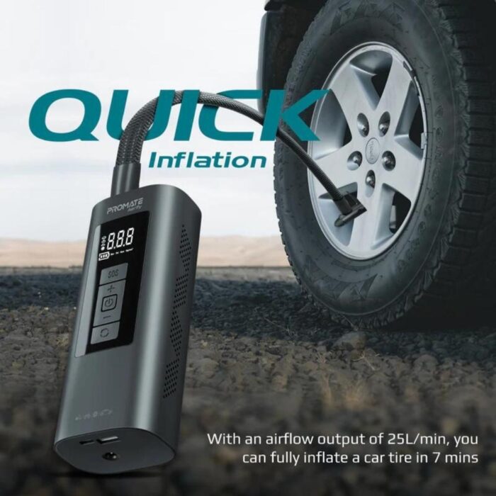 Promate 150PSI Portable Air Compressor with Power Bank - Image 2