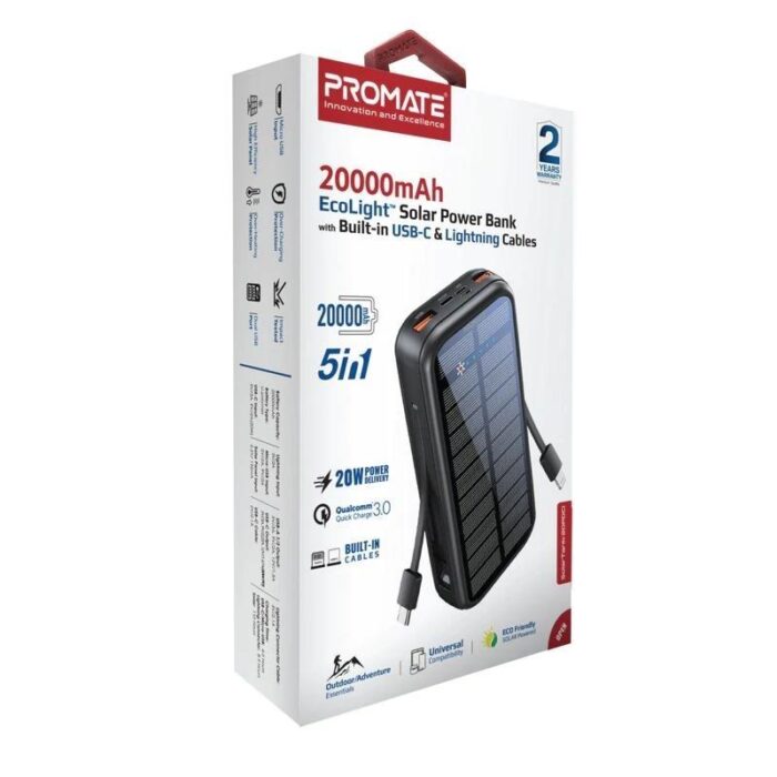 Promate 20000mAh EcoLight Solar Power Bank - Image 9