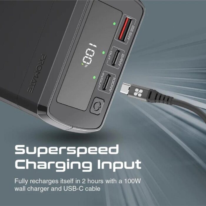 Promate 38000mAh 130W Quick Charging Power Bank - Image 5