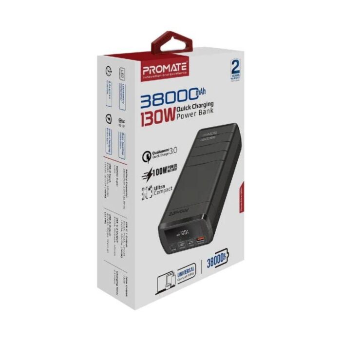 Promate 38000mAh 130W Quick Charging Power Bank - Image 7