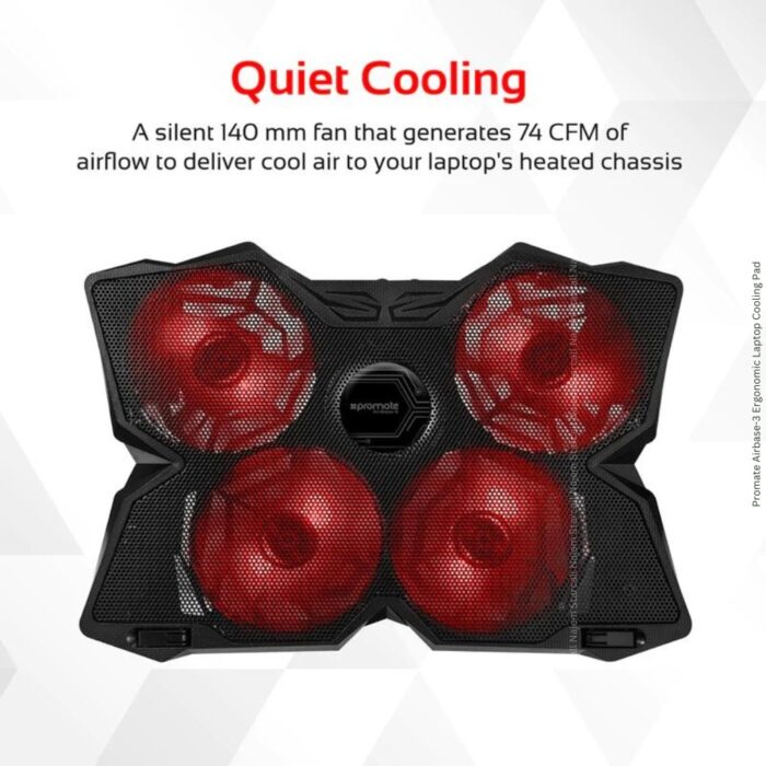 Promate Airbase-3 Ergonomic Laptop Cooling Pad - Image 4