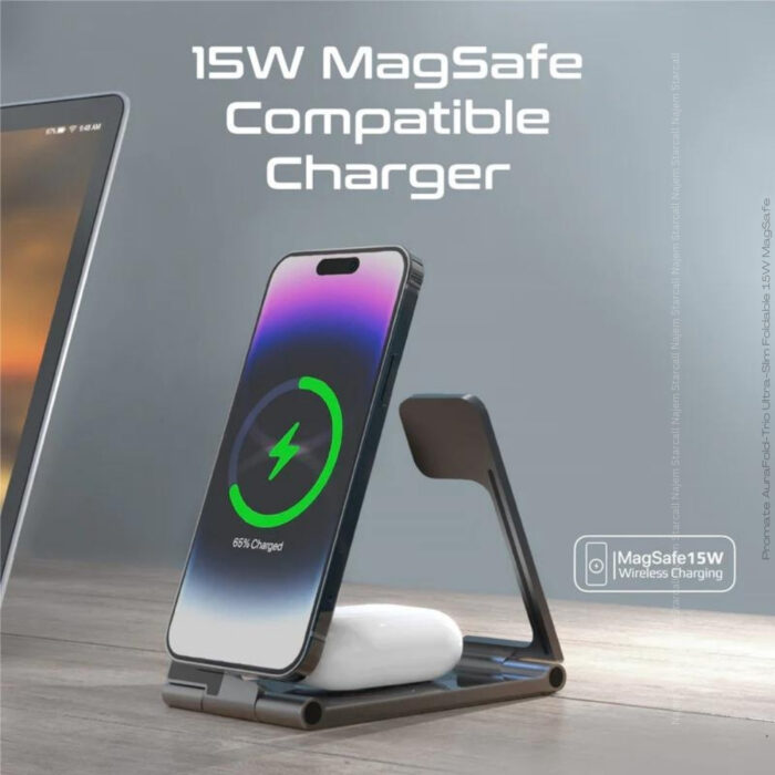 Promate AuraFold-Trio Ultra-Slim Foldable 15W MagSafe - Image 4