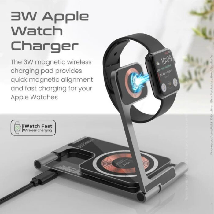 Promate AuraFold-Trio Ultra-Slim Foldable 15W MagSafe - Image 5