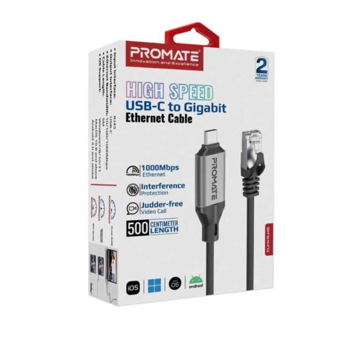 Promate CLink-RJ45 High-Speed USB-C to Gigabit Ethernet Cable - Image 8