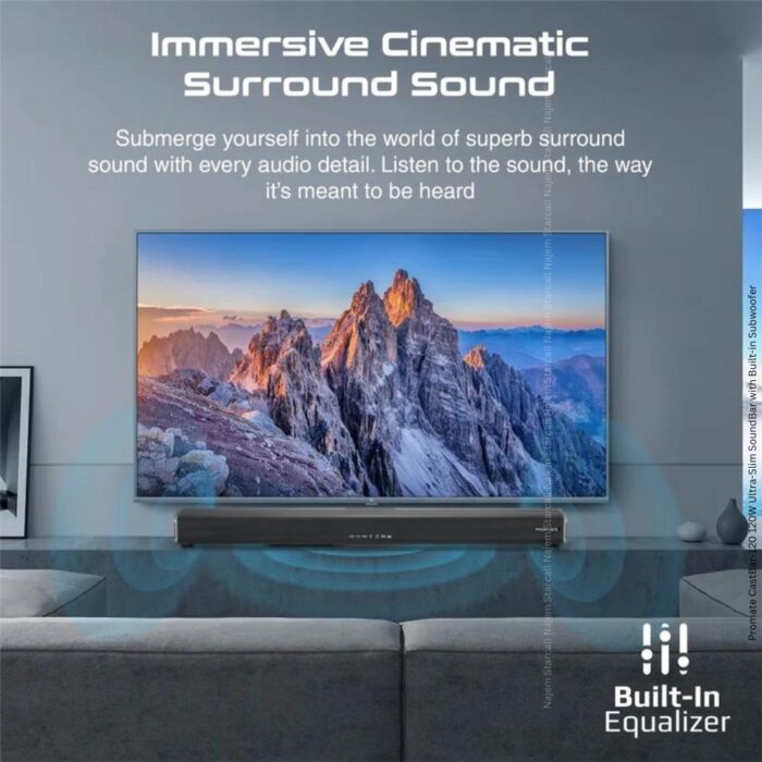 Promate CastBar-120 120W Ultra-Slim SoundBar with Built-in Subwoofer - Image 2