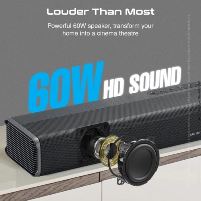 Promate CastBar-60 60W Ultra-Slim SoundBar with Built-in Subwoofer - Image 4