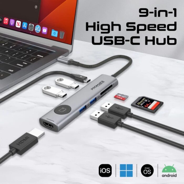 Promate ComandHub-Lite 4K@60Hz Multi-Function USB-C Hub - Image 2
