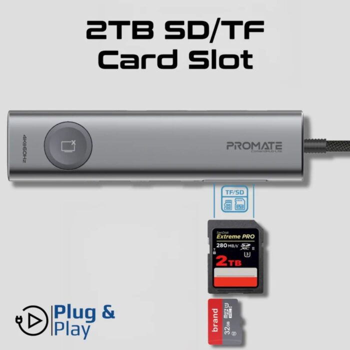 Promate ComandHub-Lite 4K@60Hz Multi-Function USB-C Hub - Image 7