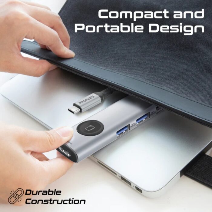 Promate ComandHub-Lite 4K@60Hz Multi-Function USB-C Hub - Image 8