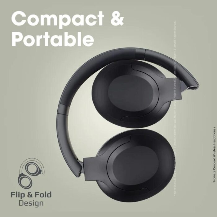 Promate Concord Hi-Fi Stereo Wireless Headphones Black - Image 4