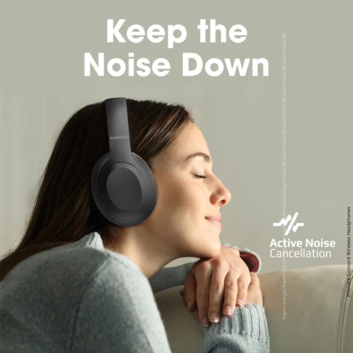 Promate Concord Hi-Fi Stereo Wireless Headphones Black - Image 2