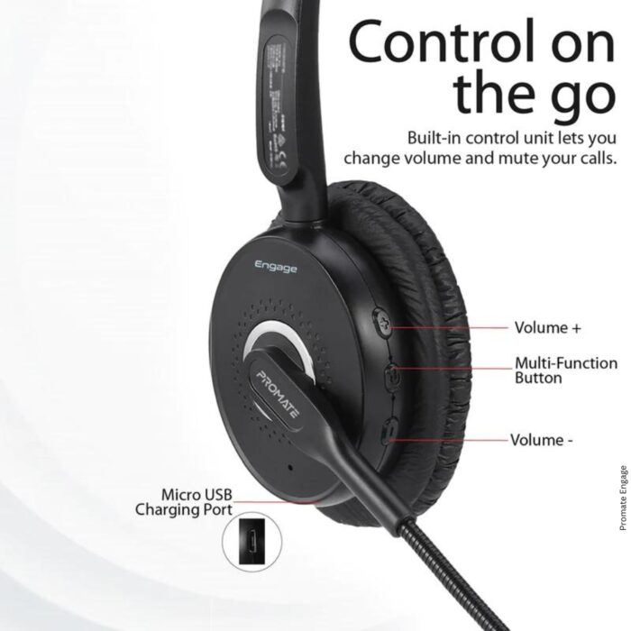 Promate Engage HD Voice Clarity Over Ear Mono Earphone - Image 5