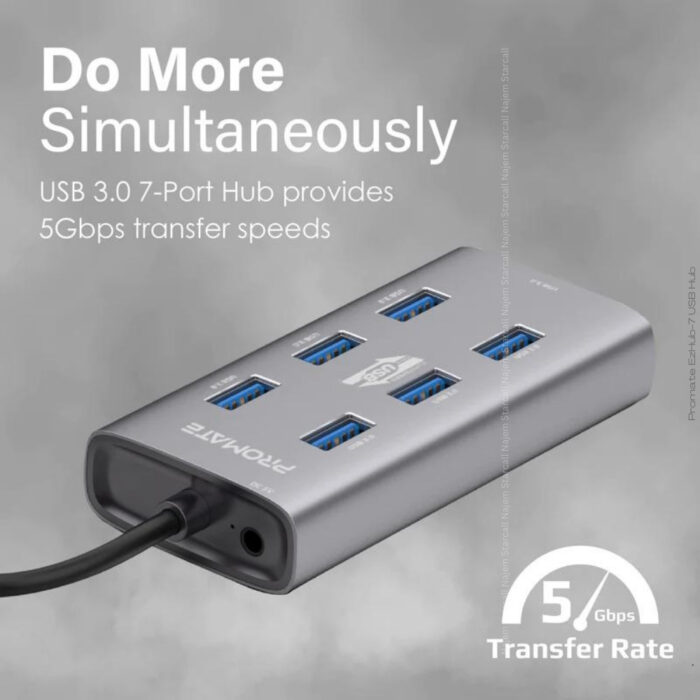 Promate EzHub-7 USB Hub 5Gbps Transfer Rate with Charge - Image 2