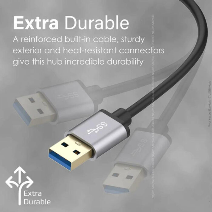 Promate EzHub-7 USB Hub 5Gbps Transfer Rate with Charge - Image 3