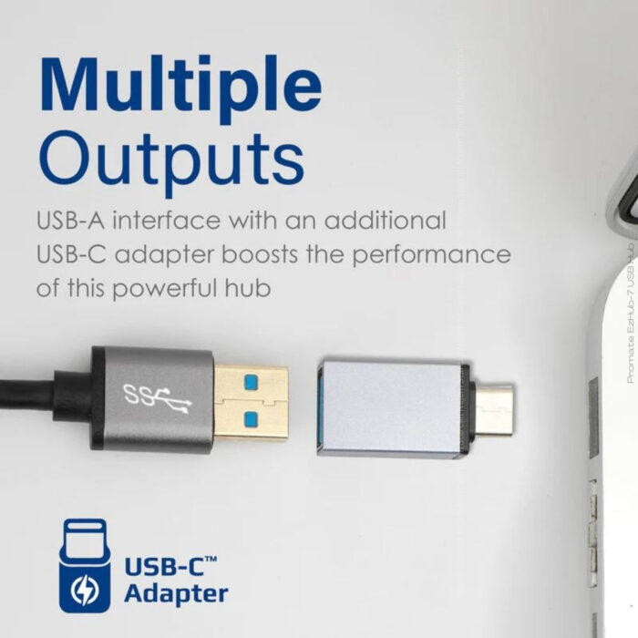 Promate EzHub-7 USB Hub 5Gbps Transfer Rate with Charge - Image 4