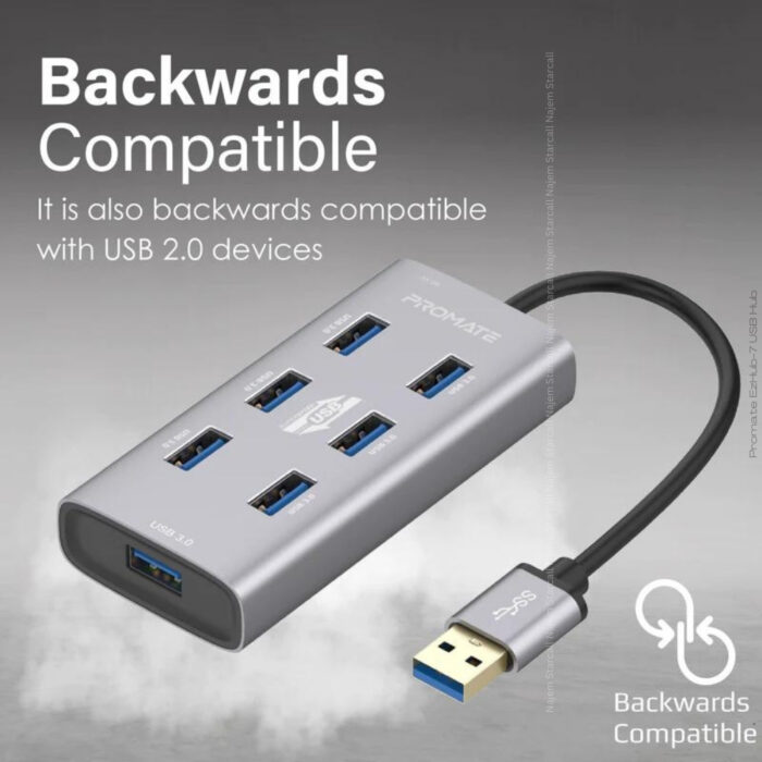 Promate EzHub-7 USB Hub 5Gbps Transfer Rate with Charge - Image 5