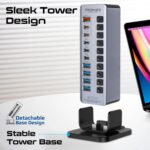 Promate GegaTower-60W Fast Charge Multi-port USB-C Tower Hub with 5Gbps Data Transfer - Image 3