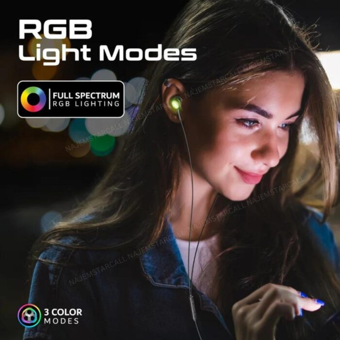 Promate LumiBuds-C Wired RGB Earphones - Image 2