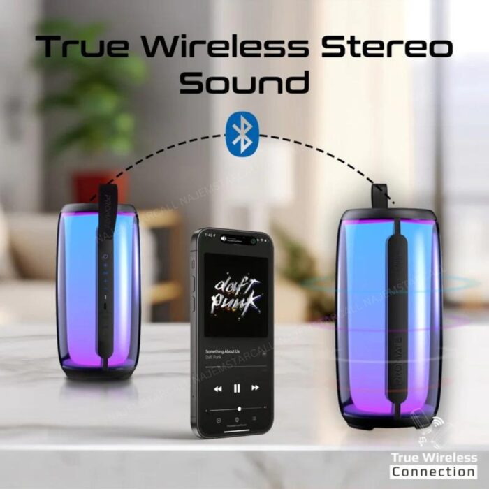 Promate LumiTower Portable Speaker with dynamic RGB lights - Image 2