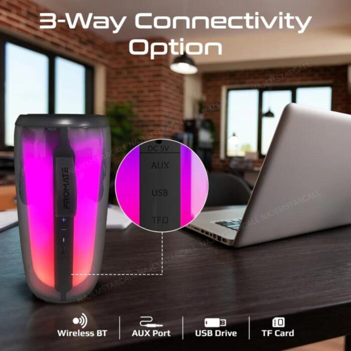 Promate LumiTower Portable Speaker with dynamic RGB lights - Image 5