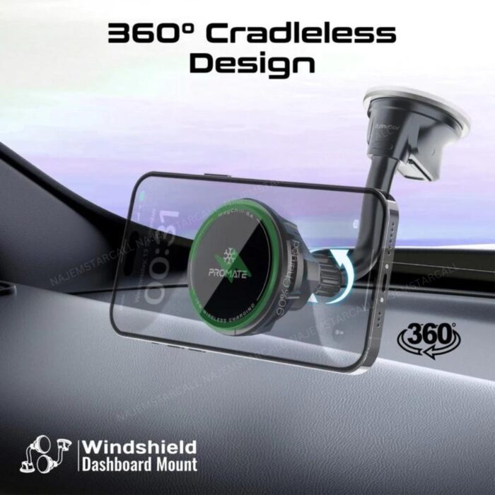 Promate MagChill-GA 15W MagSafe Wireless Charger Mount - Image 7