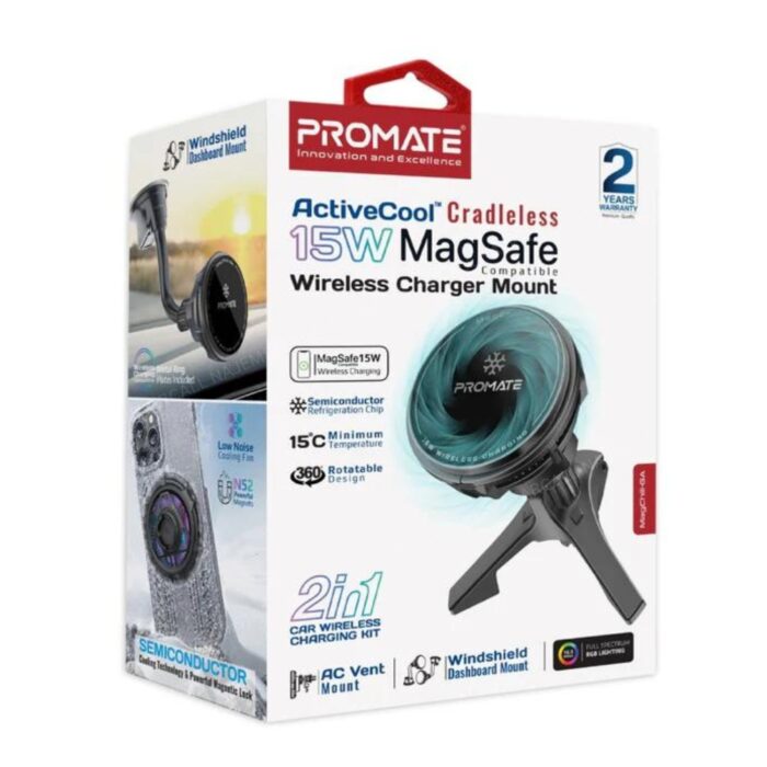 Promate MagChill-GA 15W MagSafe Wireless Charger Mount - Image 8