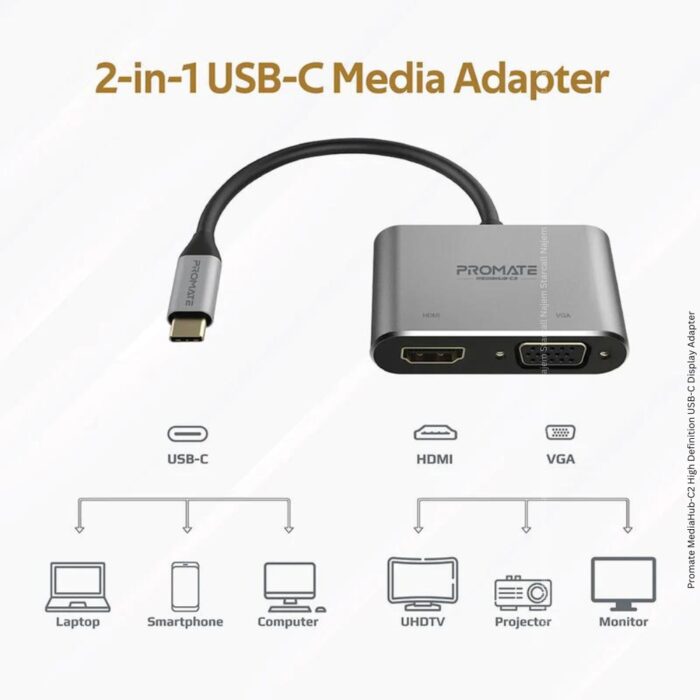 Promate MediaHub-C2 High Definition USB-C Display Adapter - Image 5