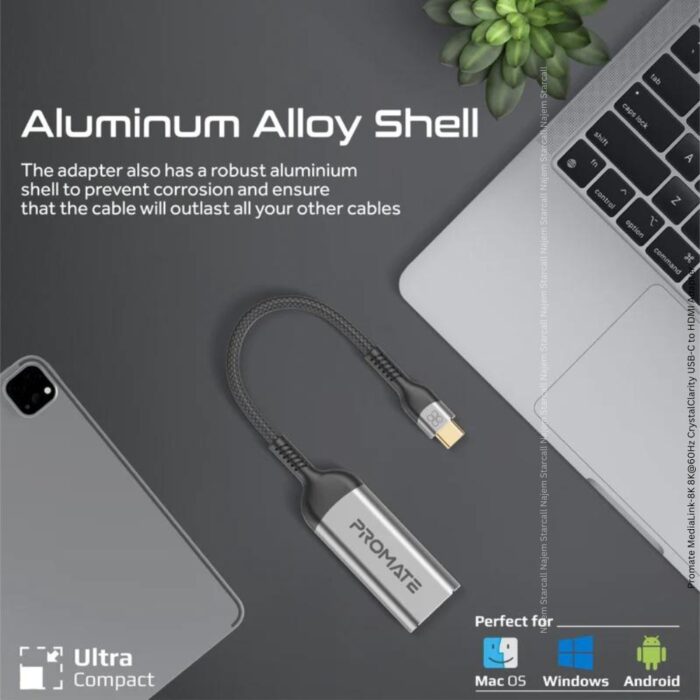 Promate MediaLink-8K 8K@60Hz CrystalClarity USB-C to HDMI Adapter - Image 4