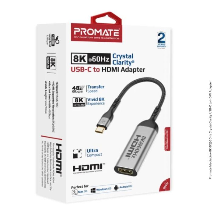 Promate MediaLink-8K 8K@60Hz CrystalClarity USB-C to HDMI Adapter - Image 5