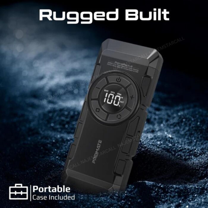 Promate PatrolPack-2 2000A 12V Jump Starter Power Bank Air Compressor LED Flashlight - Image 7
