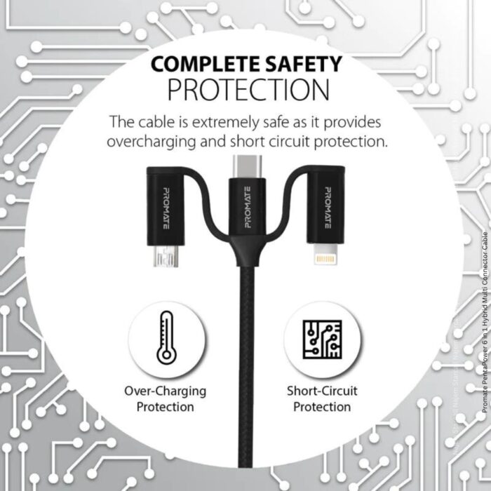 Promate PentaPower 6 in 1 Hybrid Multi Connector Cable - Image 5