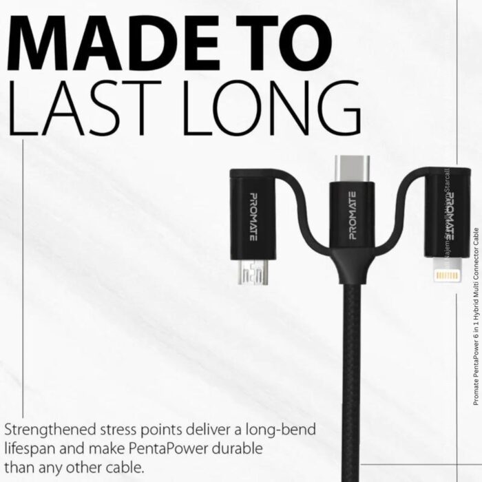 Promate PentaPower 6 in 1 Hybrid Multi Connector Cable - Image 6