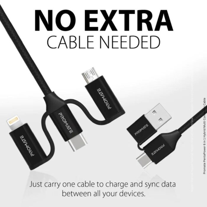 Promate PentaPower 6 in 1 Hybrid Multi Connector Cable - Image 7