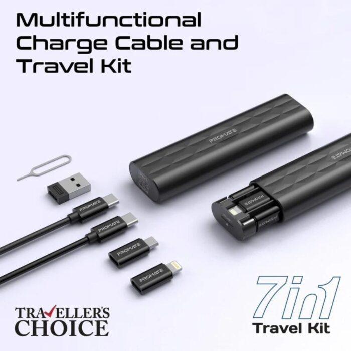 Promate Perk Compact All in 1 Charging Cable and Travel Kit - Image 3