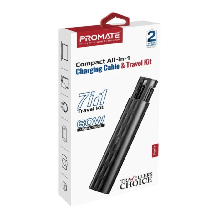 Promate Perk Compact All in 1 Charging Cable and Travel Kit - Image 7