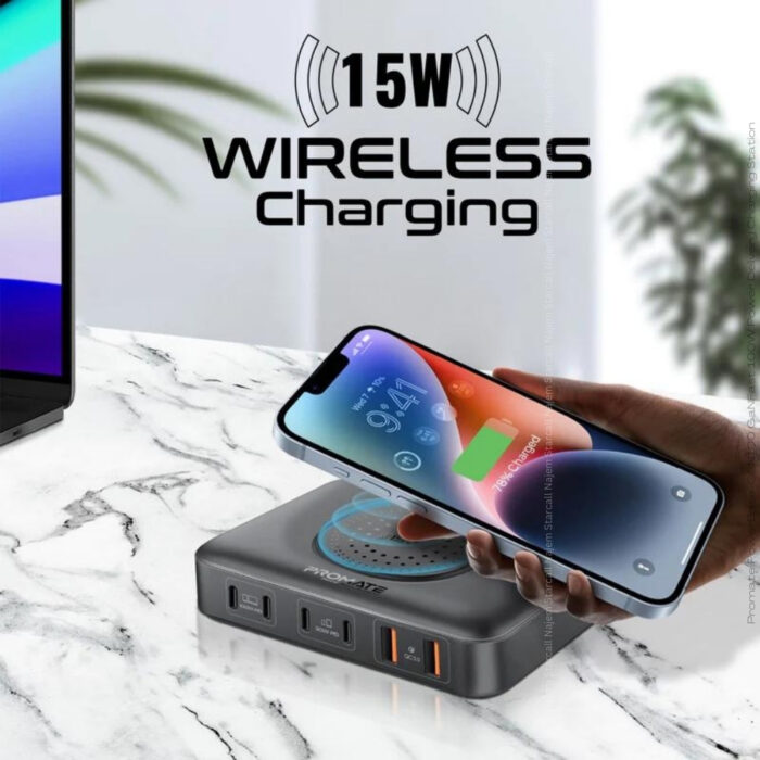 Promate PowerBase-GaN100 GaNFast 100W Power Delivery Charging Station - Image 3
