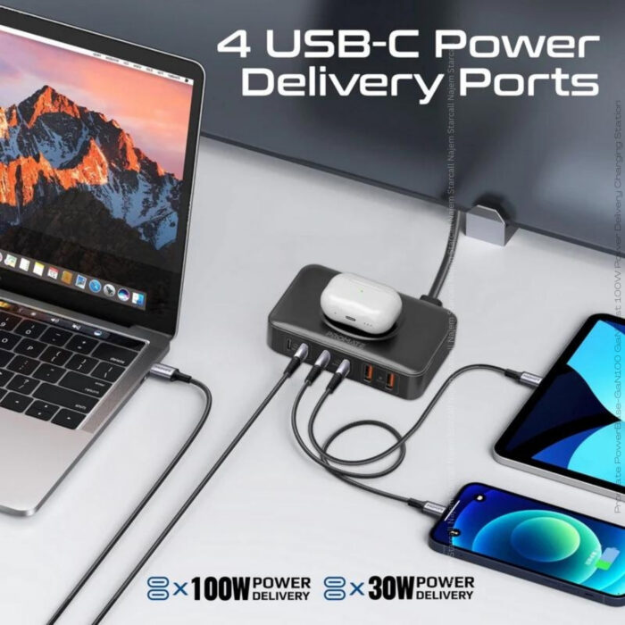 Promate PowerBase-GaN100 GaNFast 100W Power Delivery Charging Station - Image 6