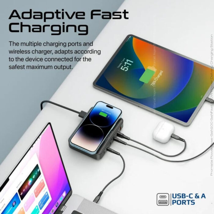Promate PowerBase-GaN100 GaNFast 100W Power Delivery Charging Station - Image 9