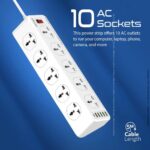 Promate PowerMatrix-5 Socket Power Strip with USB Ports UK Plug - Image 4