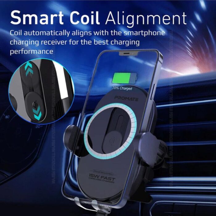 Promate PowerMount 15W Car Wireless Charger - Image 2