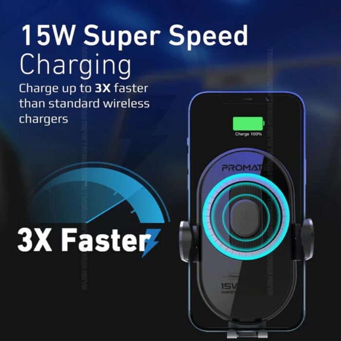 Promate PowerMount 15W Car Wireless Charger - Image 4