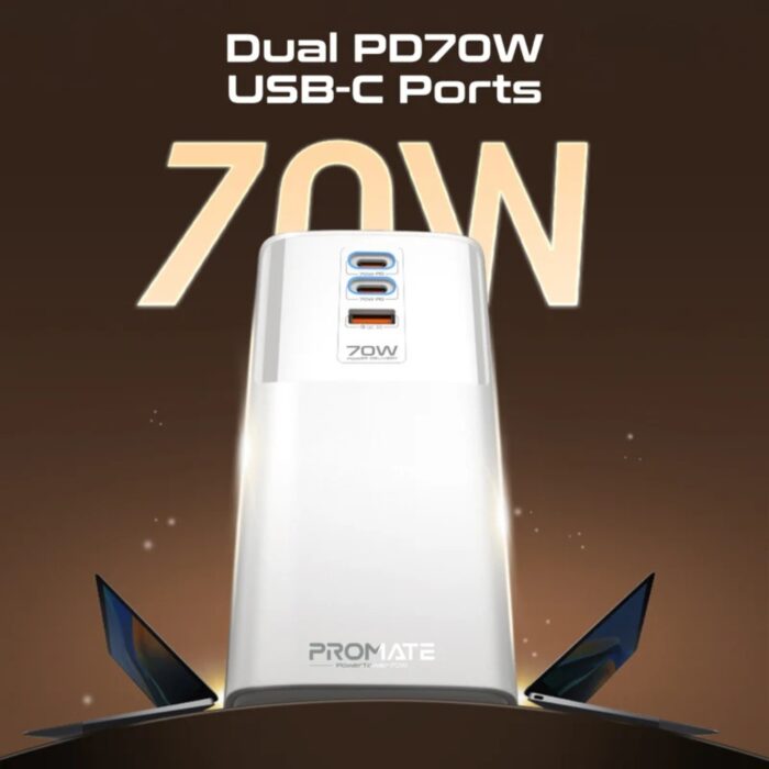 Promate PowerTower-70W Multi-Port Charging Station with Quad AC Sockets - Image 3
