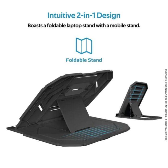 Promate Procooler-1 Foldable Laptop and Smartphone Riser Stand - Image 3