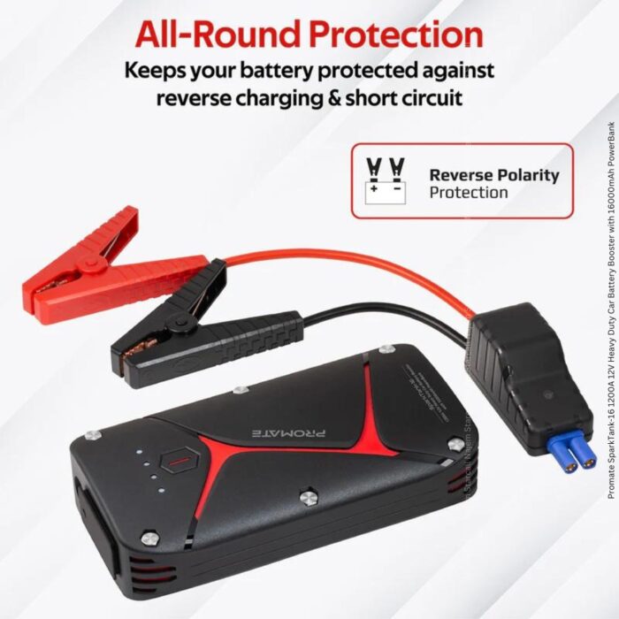 Promate SparkTank-16 1200A 12V Car Battery Booster with 16000mAh PowerBank - Image 6