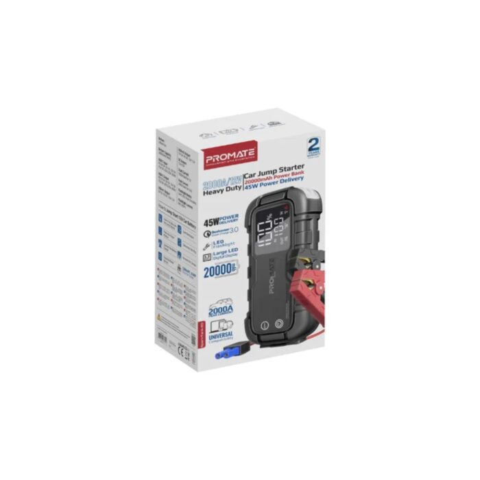 Promate SparkTank-20 - 2000A 12V Heavy Duty Car Jump Starter with 20000mAh Power Bank - Image 10